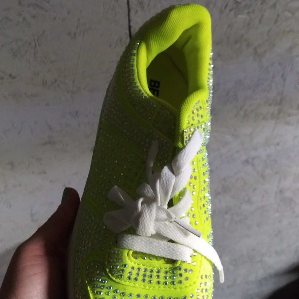 Neon Yellow Rhinestone Sneakers - Picture 2 of 2